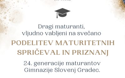 Podelitev maturitetnih spričeval in pohval