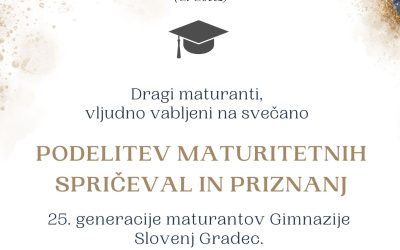 Svečana podelitev maturitetnih spričeval in priznanj